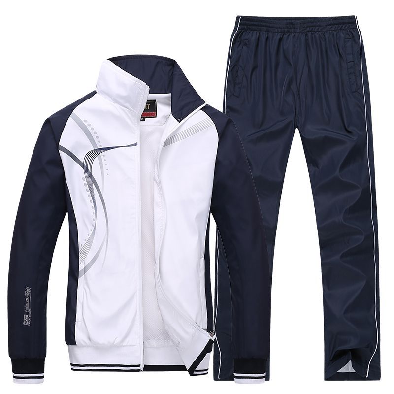 Men Sportswear New Spring Autumn Tracksuit High Quality Sets Jacket Pant Sweat wear - lecapmode