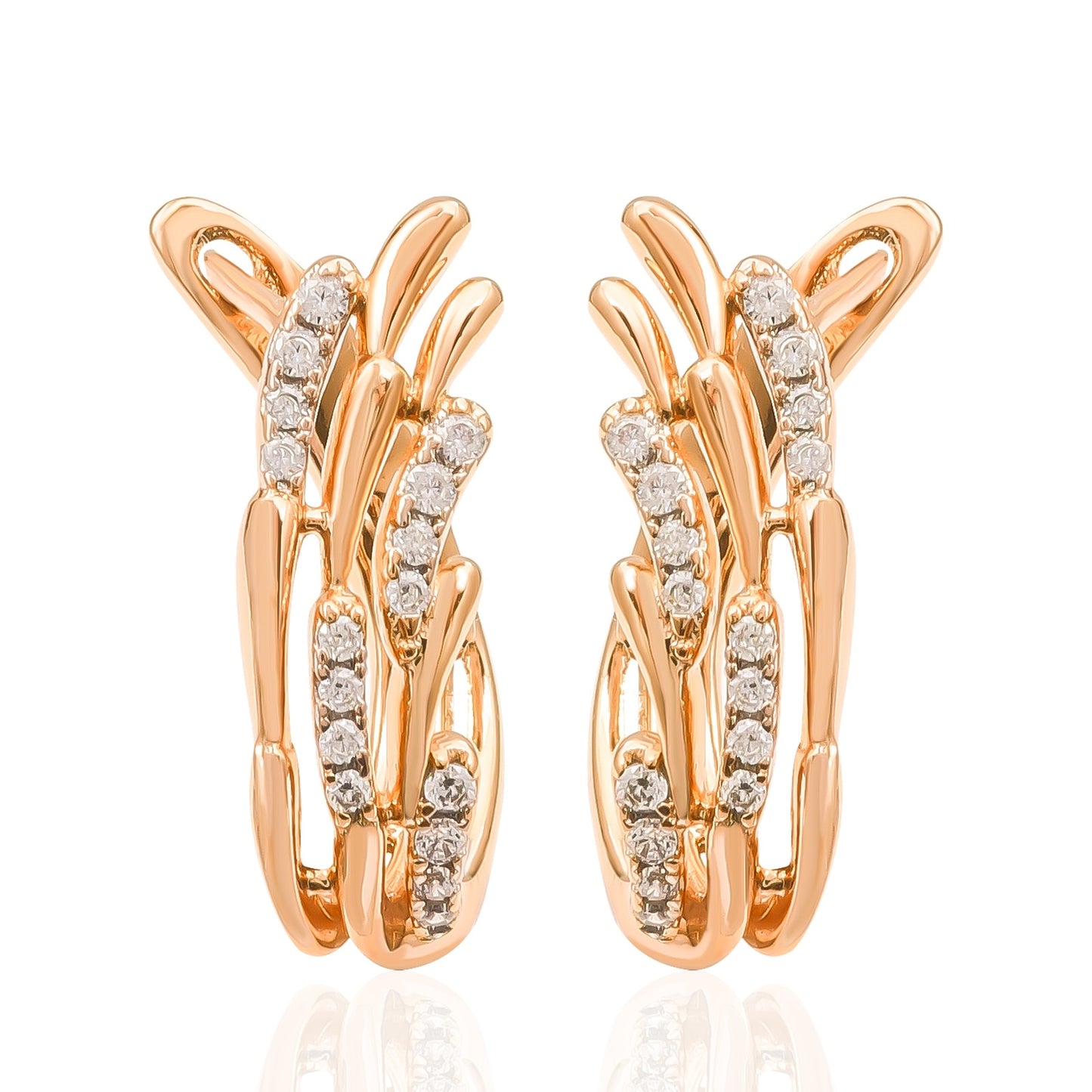 Rose Gold Stud High Quality Copper Classic Jewelry Zircon Earrings Woman Gift - lecapmode