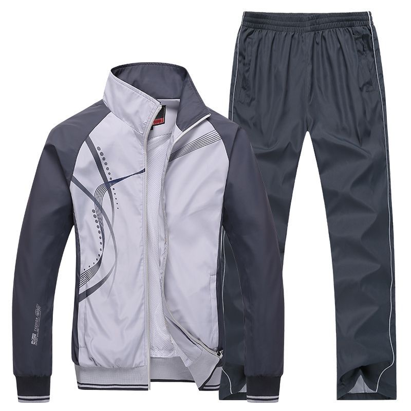 Men Sportswear New Spring Autumn Tracksuit High Quality Sets Jacket Pant Sweat wear - lecapmode