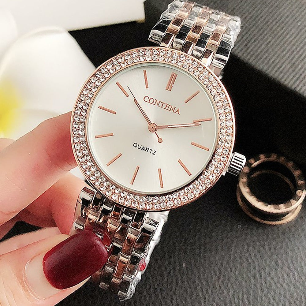 New Crystal Diamond Watch Luxury Silver Women Jewelry - lecapmode