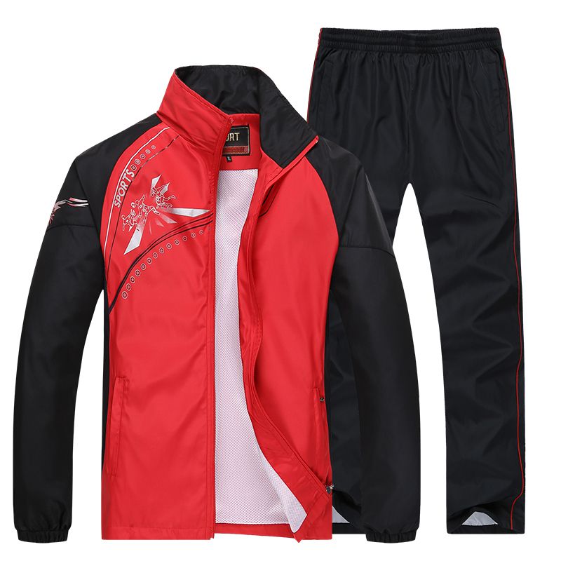 Men Sportswear New Spring Autumn Tracksuit High Quality Sets Jacket Pant Sweat wear - lecapmode
