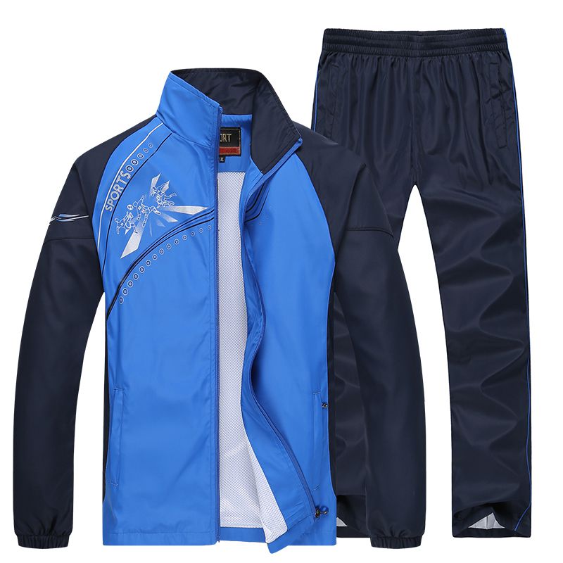 Men Sportswear New Spring Autumn Tracksuit High Quality Sets Jacket Pant Sweat wear - lecapmode