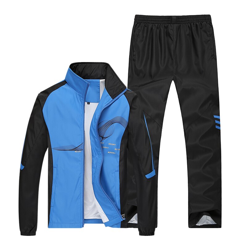 Men Sportswear New Spring Autumn Tracksuit High Quality Sets Jacket Pant Sweat wear - lecapmode