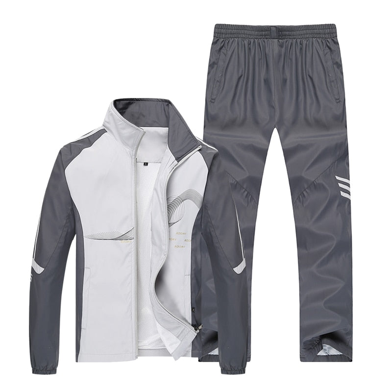 Men Sportswear New Spring Autumn Tracksuit High Quality Sets Jacket Pant Sweat wear - lecapmode