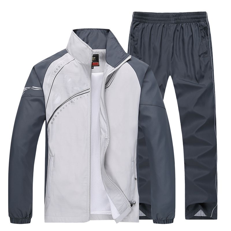 Men Sportswear New Spring Autumn Tracksuit High Quality Sets Jacket Pant Sweat wear - lecapmode