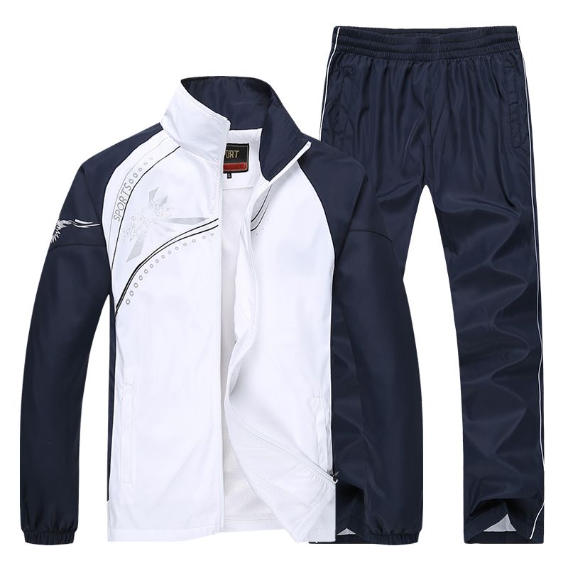 Men Sportswear New Spring Autumn Tracksuit High Quality Sets Jacket Pant Sweat wear - lecapmode