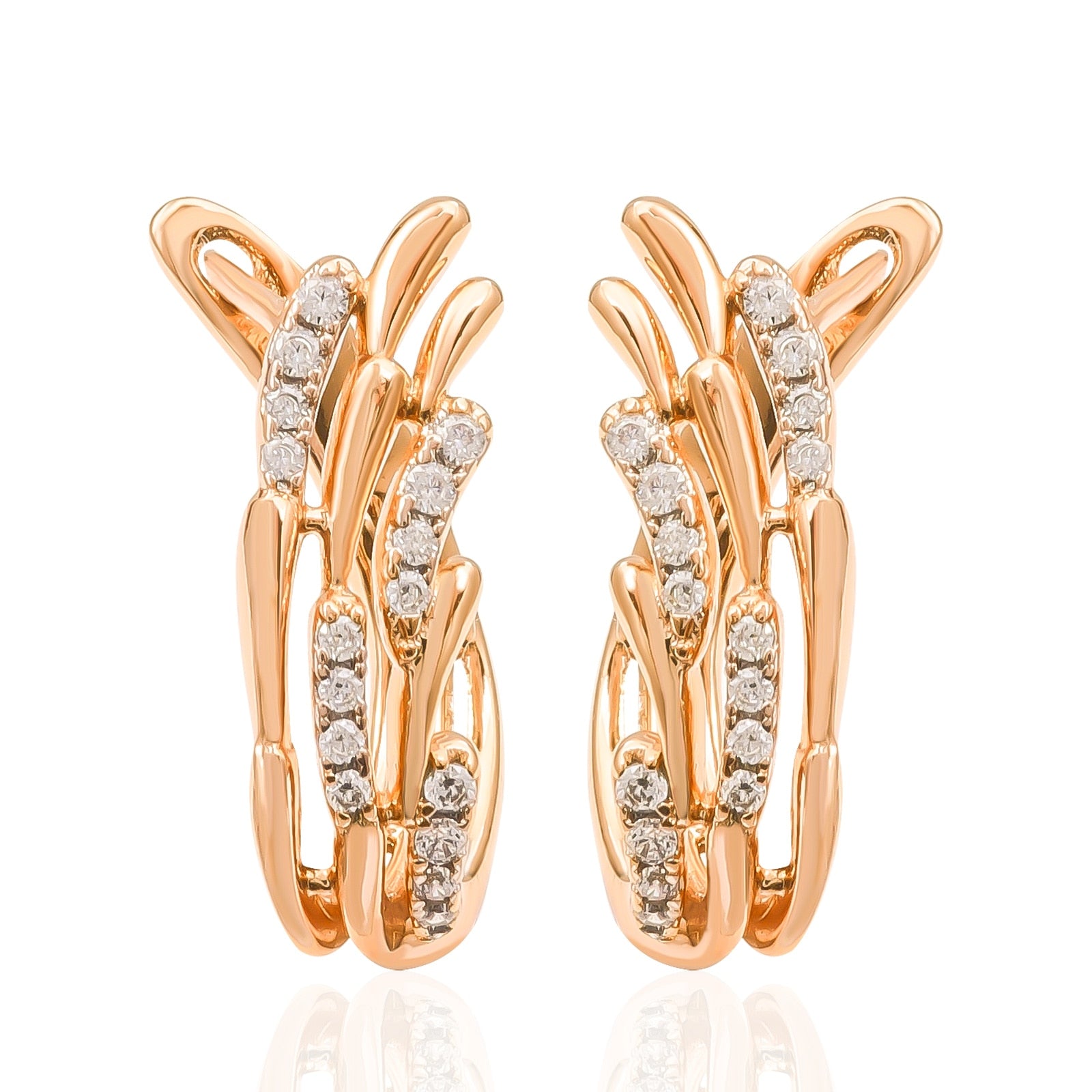 Rose Gold Stud High Quality Copper Classic Jewelry Zircon Earrings Woman Gift - lecapmode
