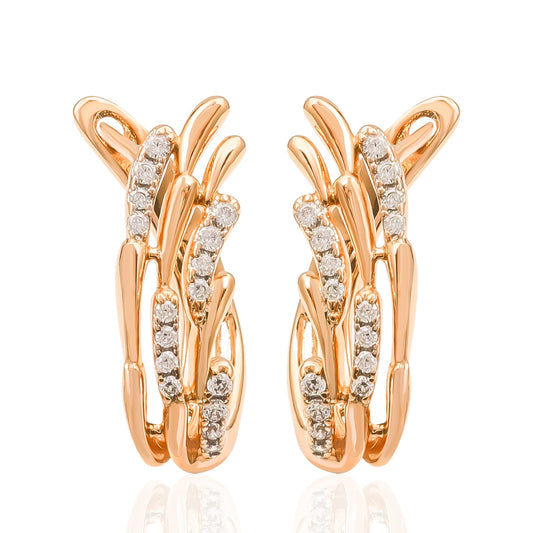 Rose Gold Stud High Quality Copper Classic Jewelry Zircon Earrings Woman Gift - lecapmode