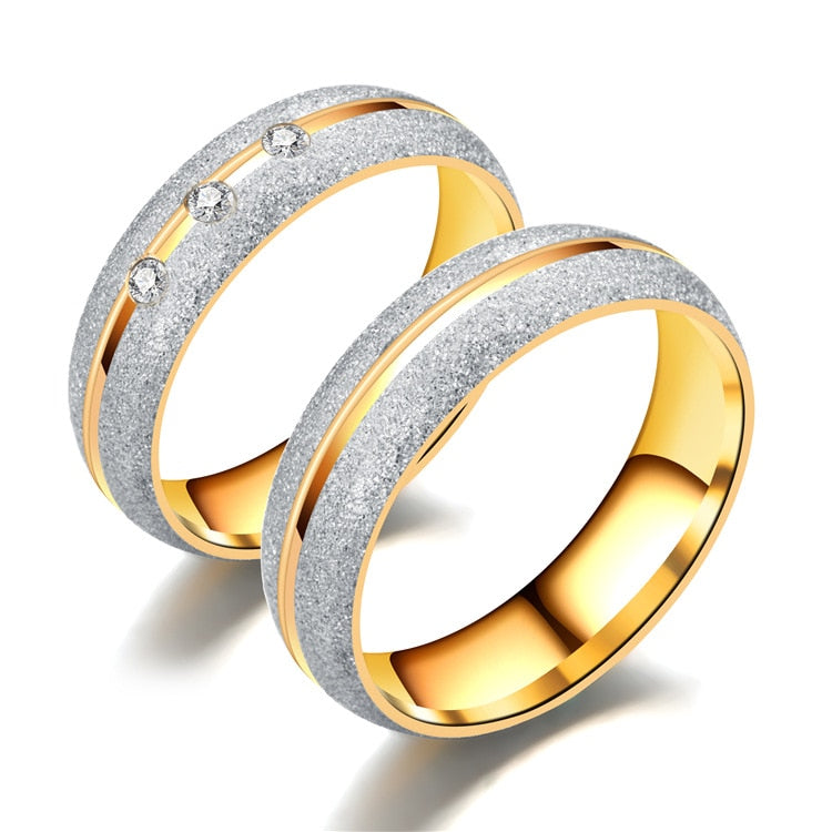 Couple Wedding Rings For Women And Men Crystal Gold Gift Engagement Jewelry - lecapmode
