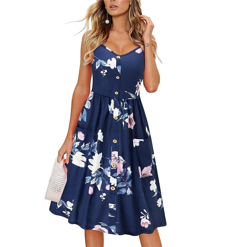 Sexy V Neck Floral Print Boho Beach Sling A Line Mini Woman Wrap Dress - lecapmode