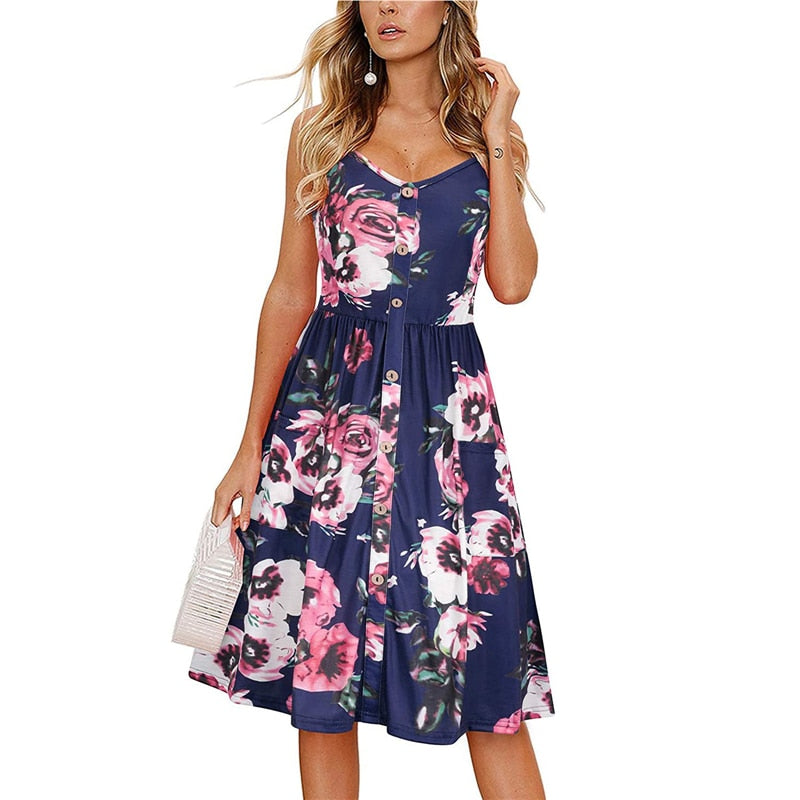 Sexy V Neck Floral Print Boho Beach Sling A Line Mini Woman Wrap Dress - lecapmode