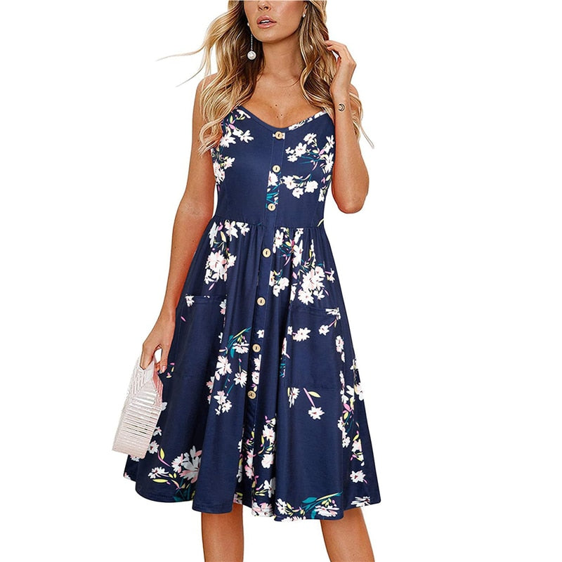 Sexy V Neck Floral Print Boho Beach Sling A Line Mini Woman Wrap Dress - lecapmode