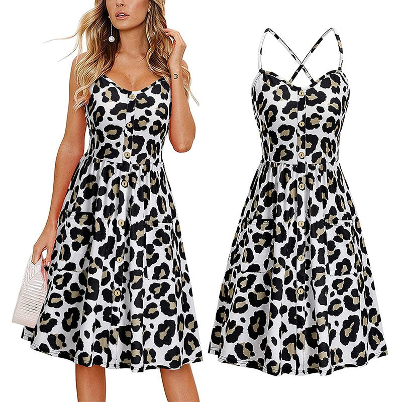 Sexy V Neck Floral Print Boho Beach Sling A Line Mini Woman Wrap Dress - lecapmode