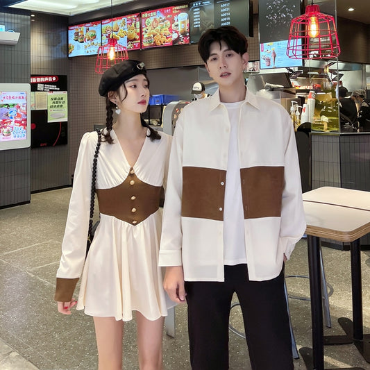 Couple Matching Clothes Summer Korean Fashion Style Vacation Women Men Outfit - lecapmode